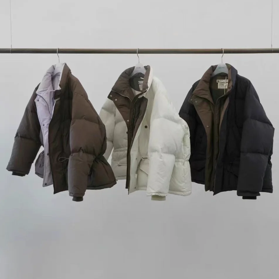 ERUME Qui Release Color Blo Dstring الخصر 90 أوزة أسفل فضفاضة دافئة خفيفة الوزن منتفخة Jaet ملابس خارجية شتاء 2025