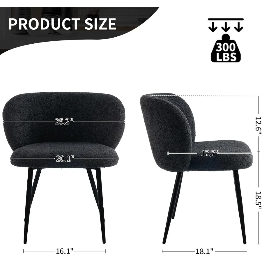 مجموعة كراسي تناول الطعام الحديثة تيدي مكونة من 4 كراسي مريحة للمطبخ بدون ذراع مع وسائد سميكة كرسي مجنح منجد لغرفة الطعام تشا #3