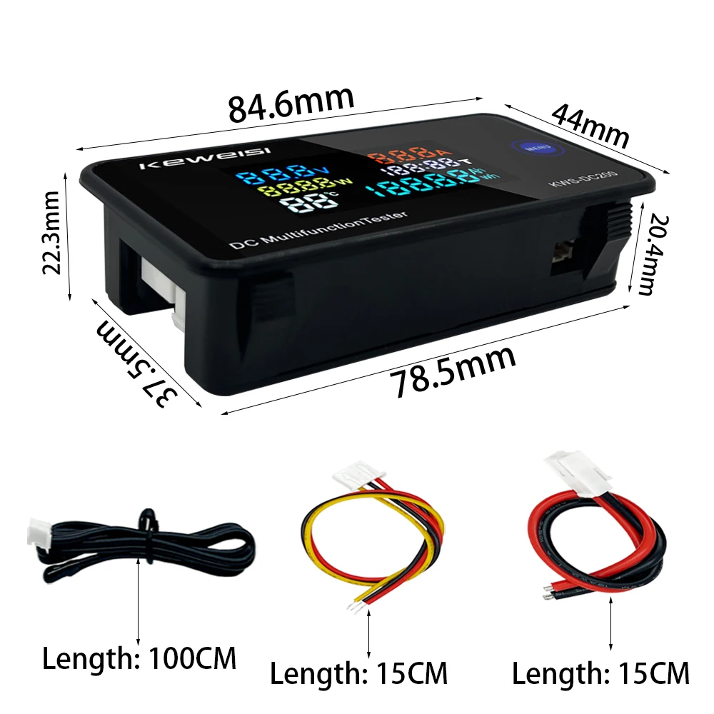 DC 0-200V 10A 50A 100A Color Digital  Voltmeter Ammeter Display Voltage Detector Current Meter  Power Energy Meter KWS-DC200