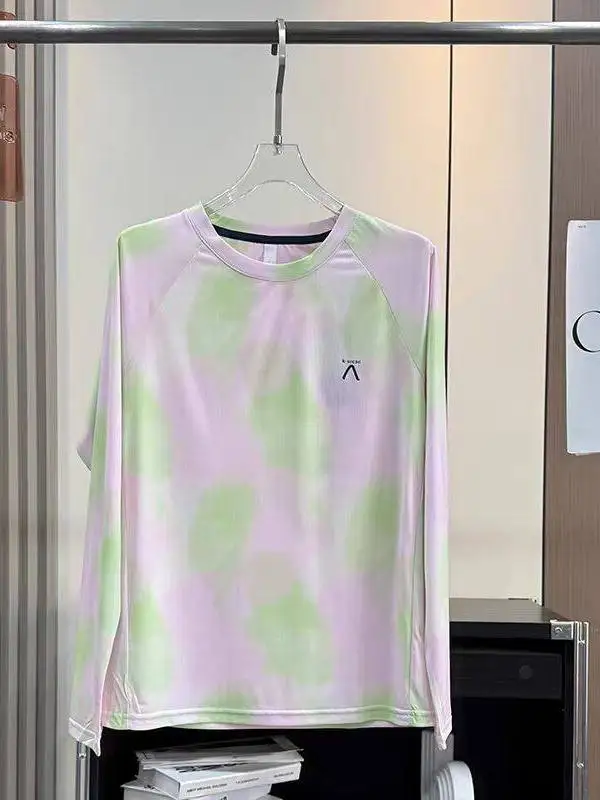 Outdoor Sports Long Sleeve T-Shirt Quick Dry Lightweight Breathable Gradient Print Moisture Wicking Casual Loose Fit Women