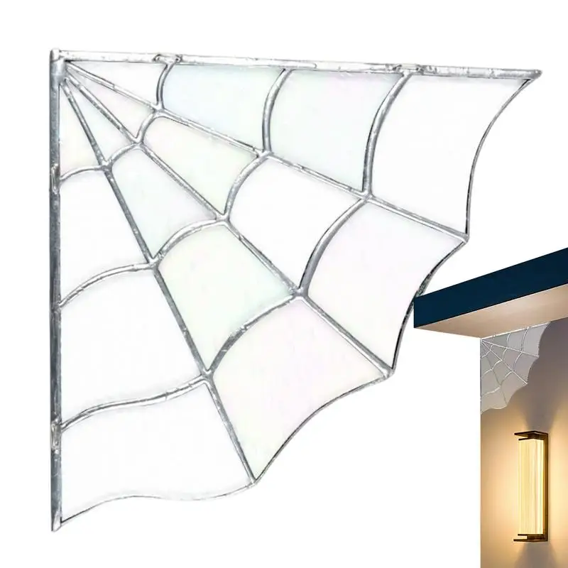 Stained Glass Spider Web Window Sticker Static Cling Decorative Glass Film Stunning Artwork Usable On Both Sides 7.8 X 7.8 Inch