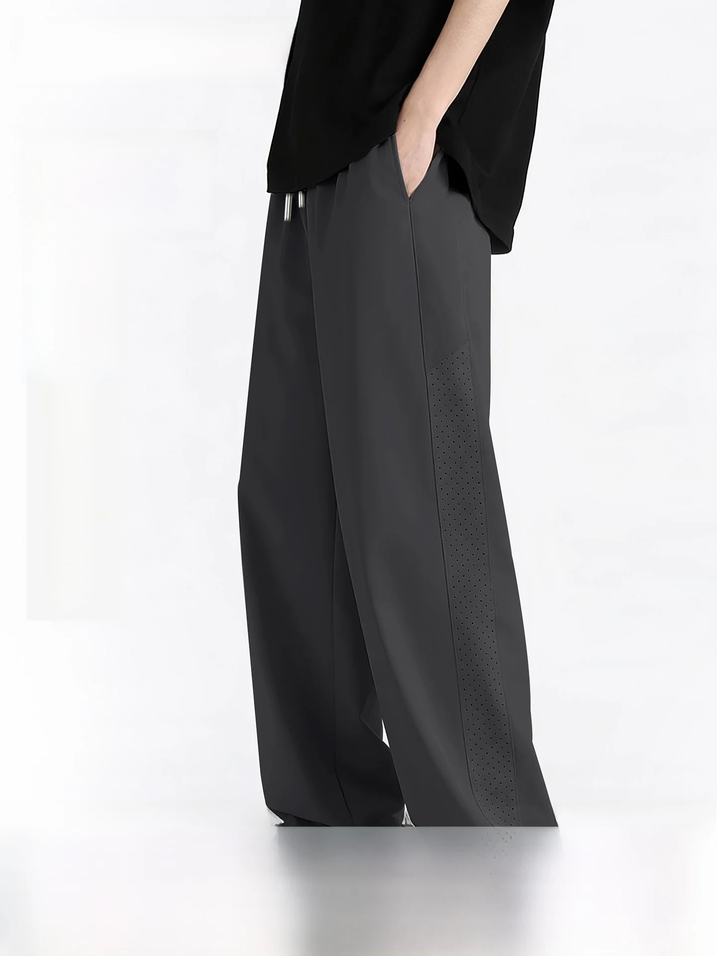 

Men's Ice Silk Straight Leg Casual Pants Lightweight Qui Dry Summer Spor Loose Fit Long Trousers Comfortable Breathable