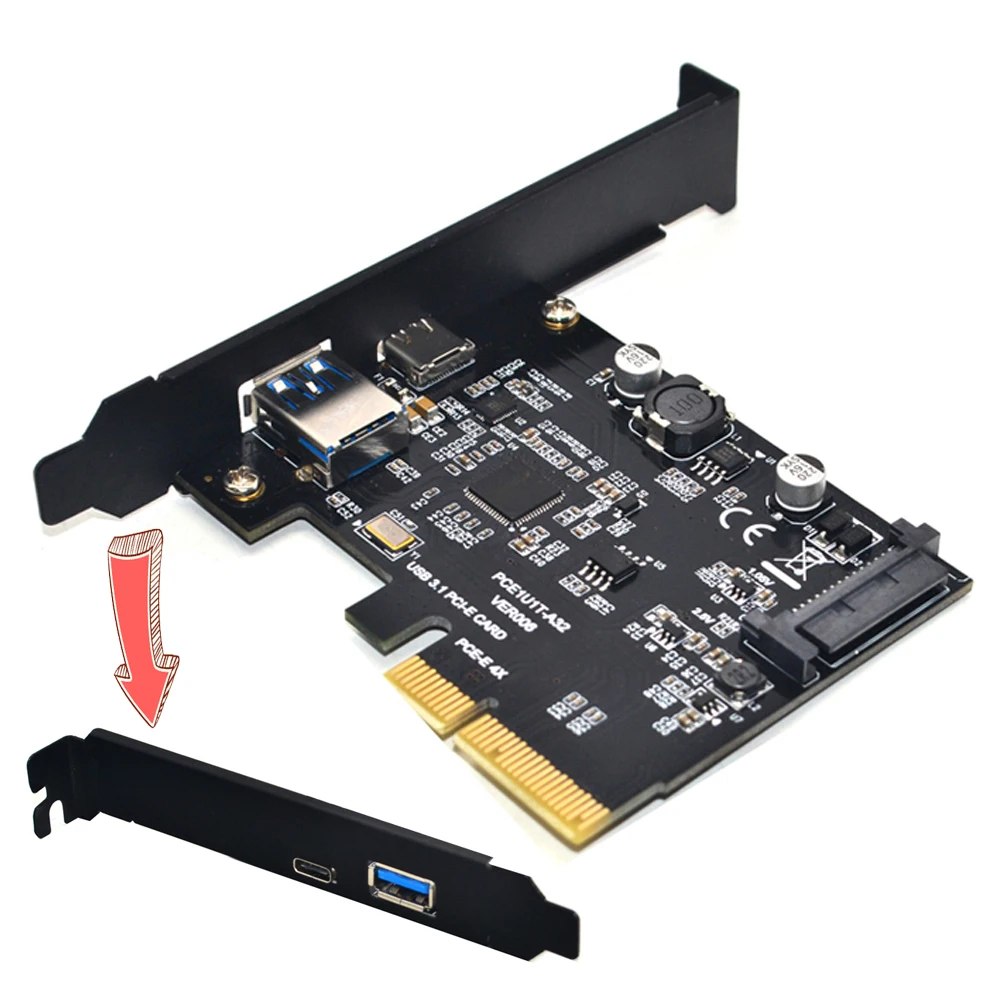 

NEW Add On Cards USB 3.1 Type C PCIe Expansion Card PCI Express X4 to USB3.0 + Type-C Adapter PCI Express Riser Card For Desktop