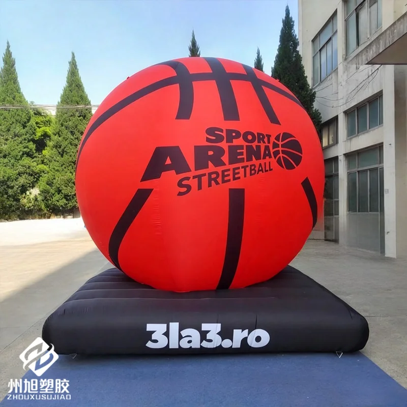 Inflatable basketball, customizable logo, sports ball model, promotional display for the opening of a basketball court / sports