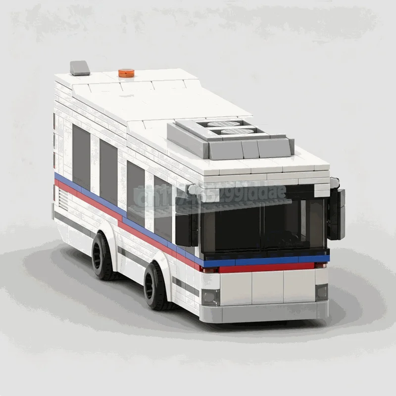 515PCS White Urban Transit Bus Building Blocks Vehicle Model City Transport DIY Assembly Toy Creative Display Collection Gifts