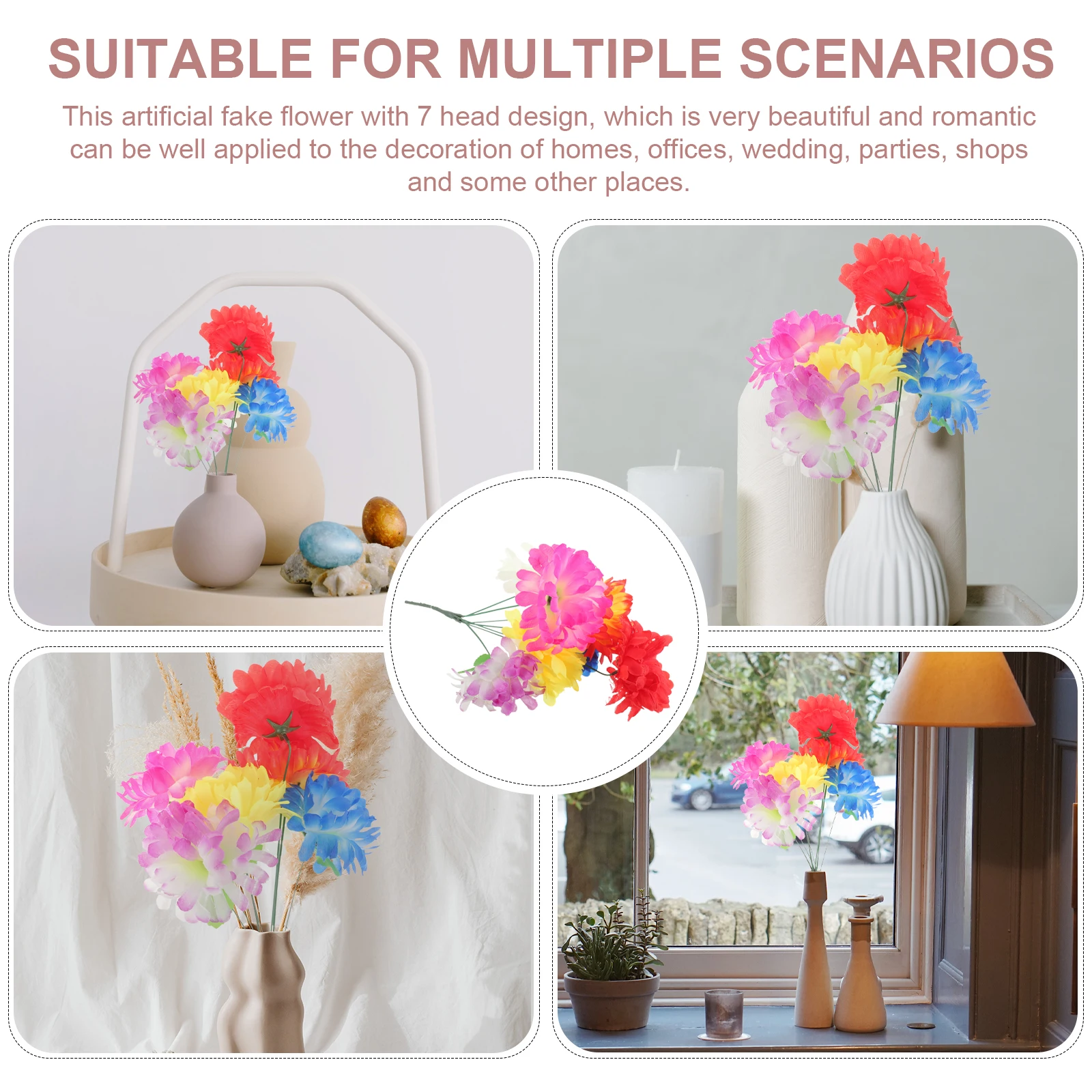 

7 Lifelike Silk Flower Arrangements Chrysanthemum Table Centerpieces Real Touch Artificial Flowers Beautifully Detailed Charm