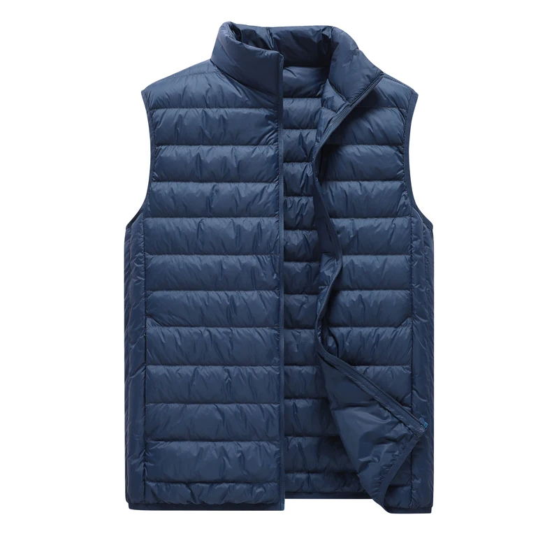 Winter Men Warm Padded Duck Down Sleeveless Vests Coat Man Stand Collar Casual Couple Vest Men Windproof Waistcoat Cardigan Vest