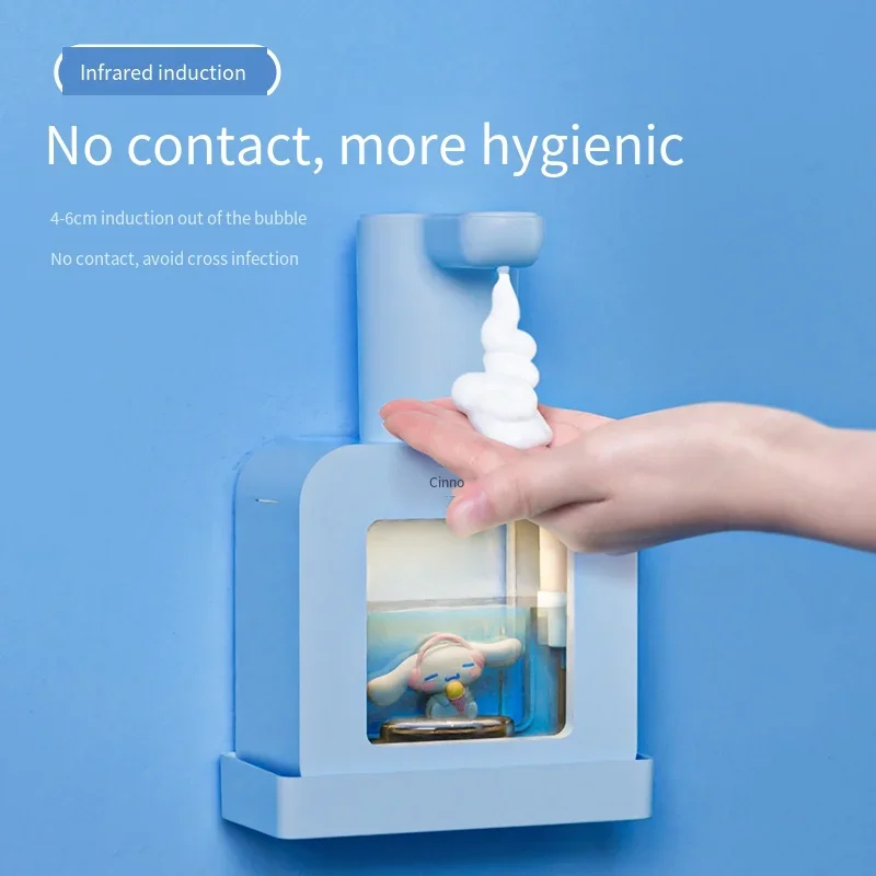 

Автоматическое Индукционное дезинфицирующее средство для рук Kawaii Sanrio, пеногенератор Cinnamoroll, настенное крепление, умный бытовой электрический пеногенератор