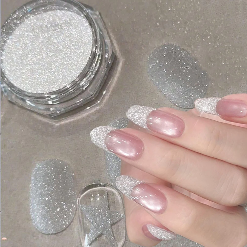 1jar Silber Weihnachten Schneeflocke Feiner Glitzer Kristall Diamant Pulver Hochglanz Super Flash Zucker Nail Art Pulver DIY Nagel Charm
