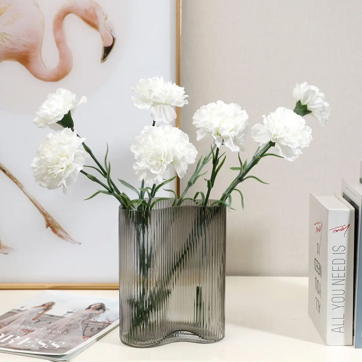 6/12PCS Künstliche Blumen Seide Nelken Hochzeit Braut Blumensträuße Hause Zimmer Tisch Dekor Garten Vasen Einzigen Stamm party Großhandel