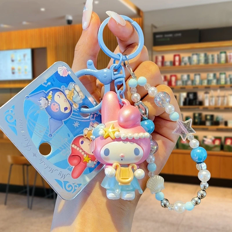 Genuine Sanrio Kuromi Song of The Sea Serie Keychain Iridescent Beaded Bracelet Couple Bag Charm Sweet Gifts Birthday Festivals view 6