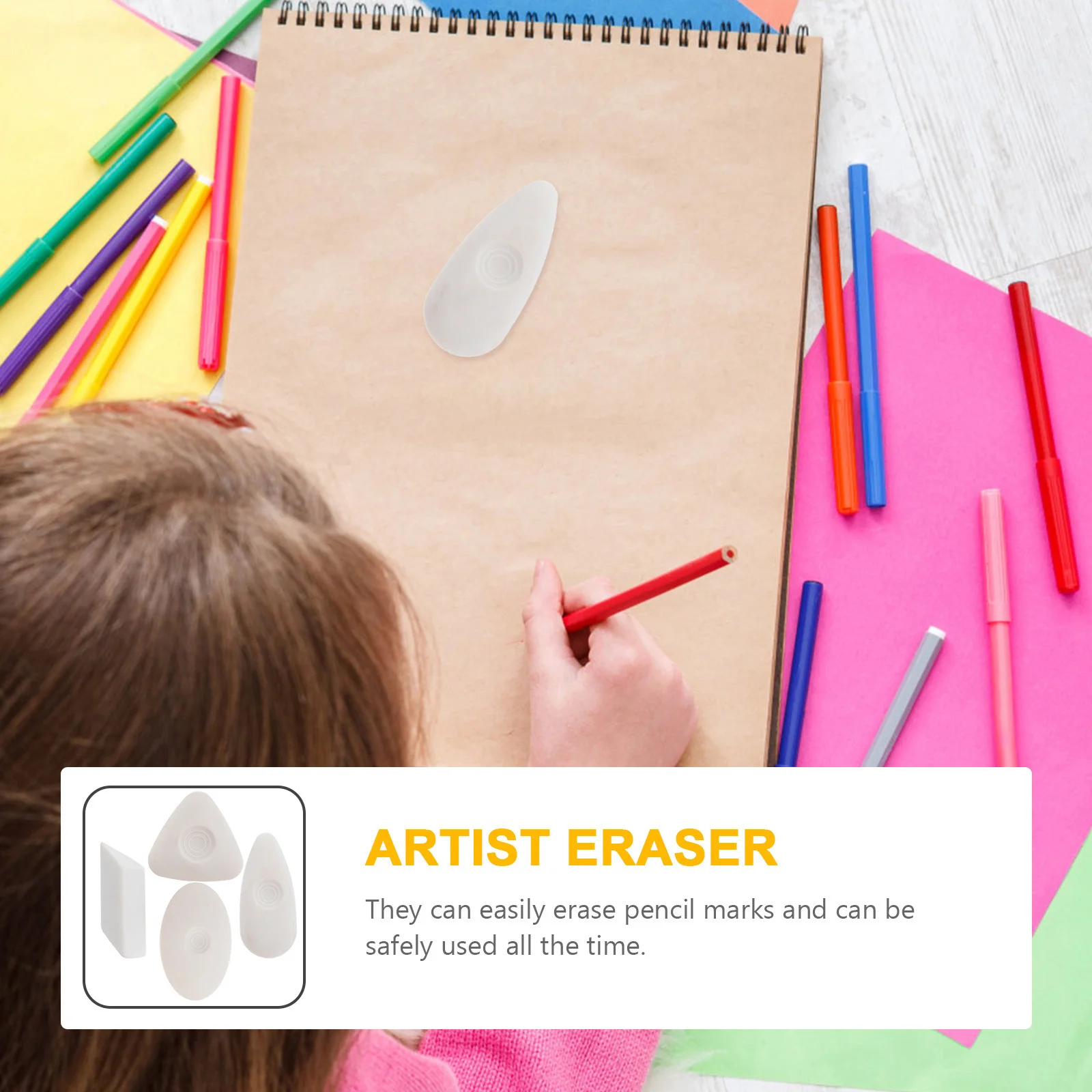 

4pcs for Sketching Art Eraser White Drafting Supply Art Drawing Kids School Supplies Cartoon Shape Rubber Student