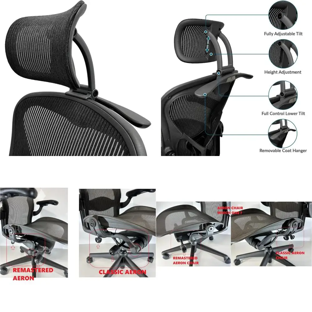 مرفق مسند رأس بارتفاع وإمالة قابل للتعديل بالكامل، شماعة معطف قابلة للإزالة، متوافقة مع كرسي Aeron، متوفر في ألوان مختلفة #1