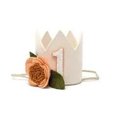 1PC INS Baby Shower Non Woven Girl Pink Flower Party Hat Kids Cream Birthday Crown Dress Up Props
