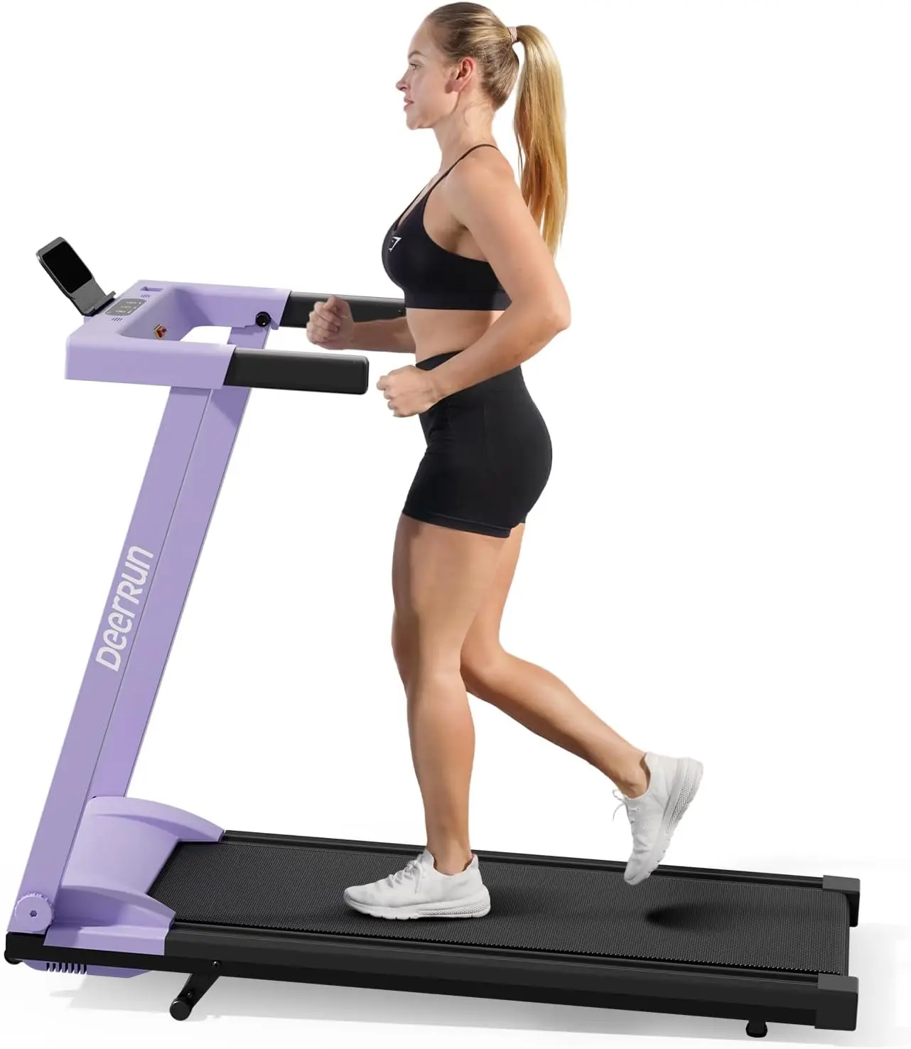 Compact Folding Treadmill for Home, 6% Manual Incline with Handlebar, Walking Pad for Walking, Jogging, Running, 0.6-7.5 MPH Speed, 300 lb Capacity, App and Remote Control