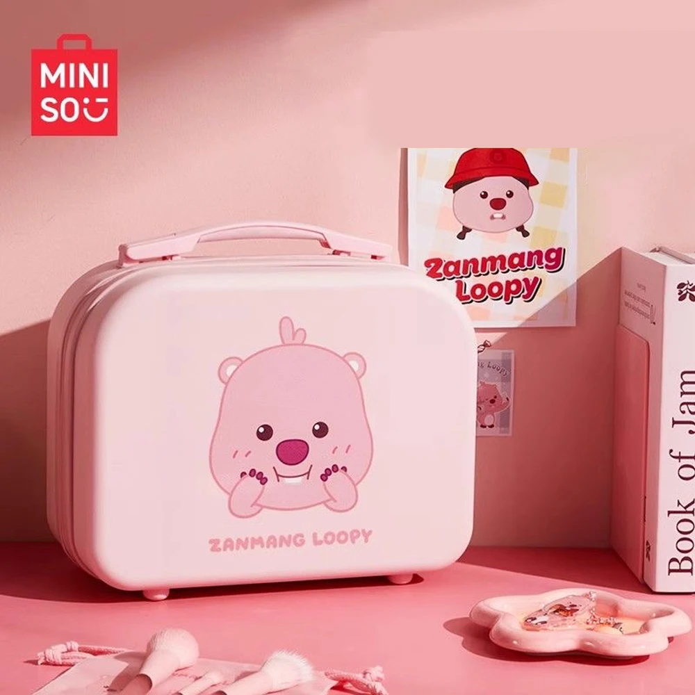 MINISO Loopy Handheld Suitcase Anime Cartoon Cute Outdoor Portable Small Travel Case Large Capacity Storage Cosmetic Bag