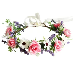 New Bohemian Flower Crown Wedding Wreath Hairband Beach Party Floral Girls Hair Accessories Christmas Headband Garland Headpiece