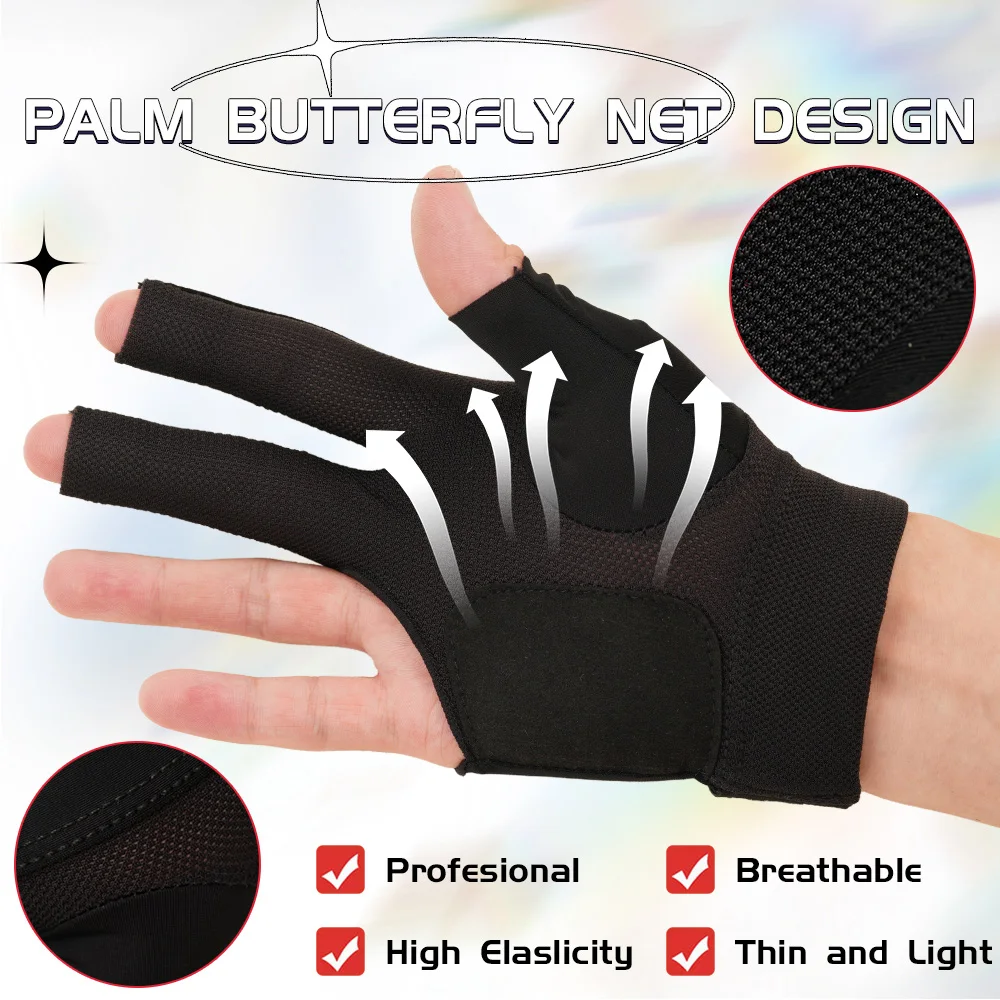 CRICAL Billiard Glove 3 Finger Fingerless Billiards Gloves Professinal LYCRA Gloves Right/ Left Hand Billiards Accessories