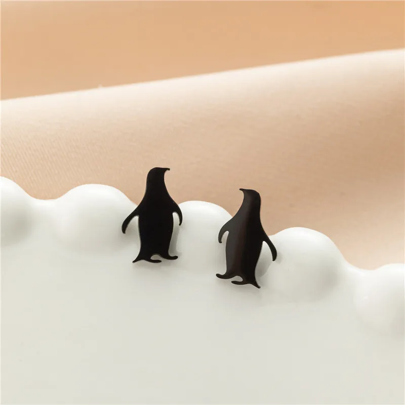 Punk-Spinnennetz-Ohrringe für Frauen, Edelstahl-Musikbrillen-Pinguin-Ohrstecker, Minimalistische Ohrpiercing-Schmuckgeschenke – Detail 9