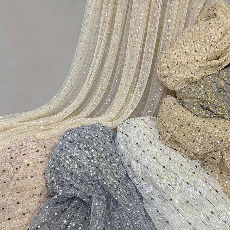 mistlace-sparkly-mini-sequin-pleated-tulle-fabric-vertical-wrinkle-net-lase-sequin-textile-for-women-dress-handmade-craft-ml305