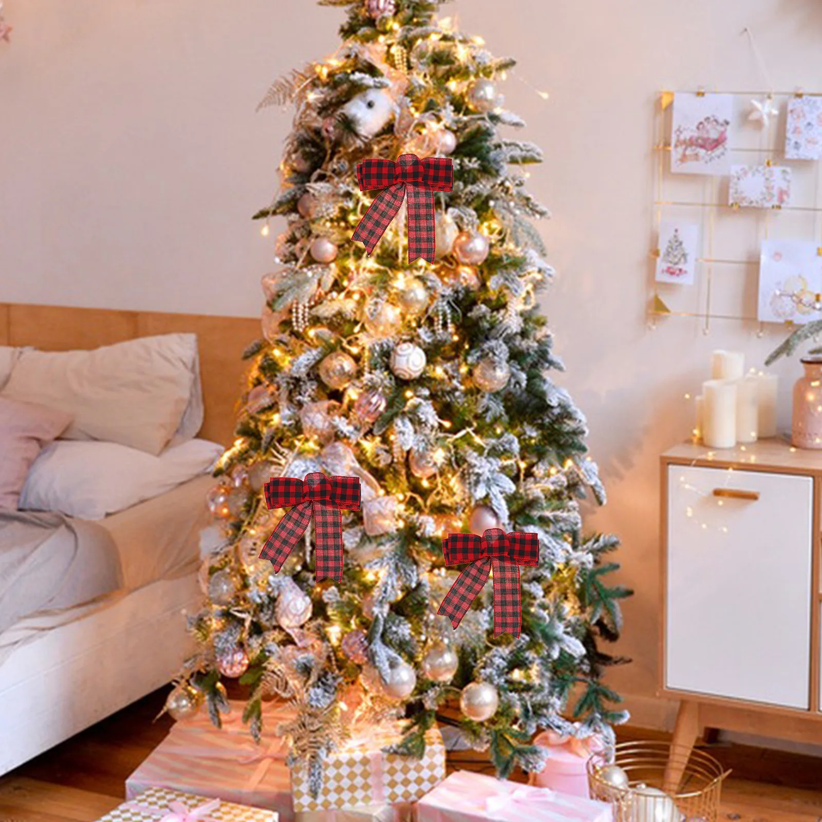 

2Pcs Large Linen Bow Christmas Tree Bowknot Decorations Xmas Wreath Ornaments Holiday Party Christmas Tree Topper Bow