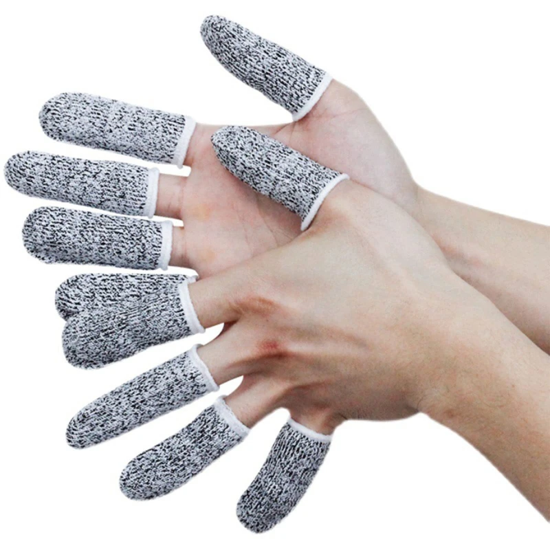 10Pcs Anti-Cut Finger Cover Finger Protector Sleeve High-Strength Safety Flexible Anti Cut Fingertip Gloves Kitchen Tool