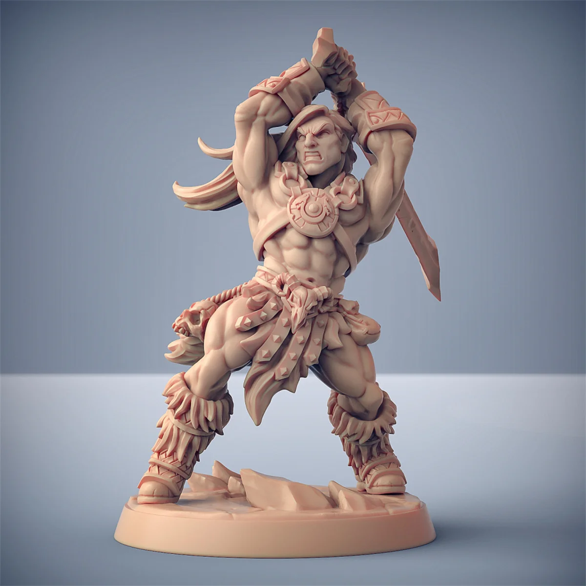 3D Printing Microscopic Models 【 Tribal Barbarians 】 Dragon Sword Red Tiger Cavalry Dnd Running Group Table Game Chess Model