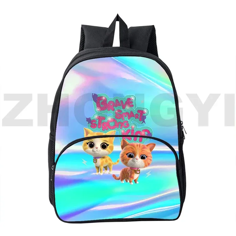 Plecaki 3D SuperKitties przedszkole dzieci na zamek błyskawiczny Bookbag dla dzieci słodki kociak Anime 12/16 Cal Mini torba dla nastolatek