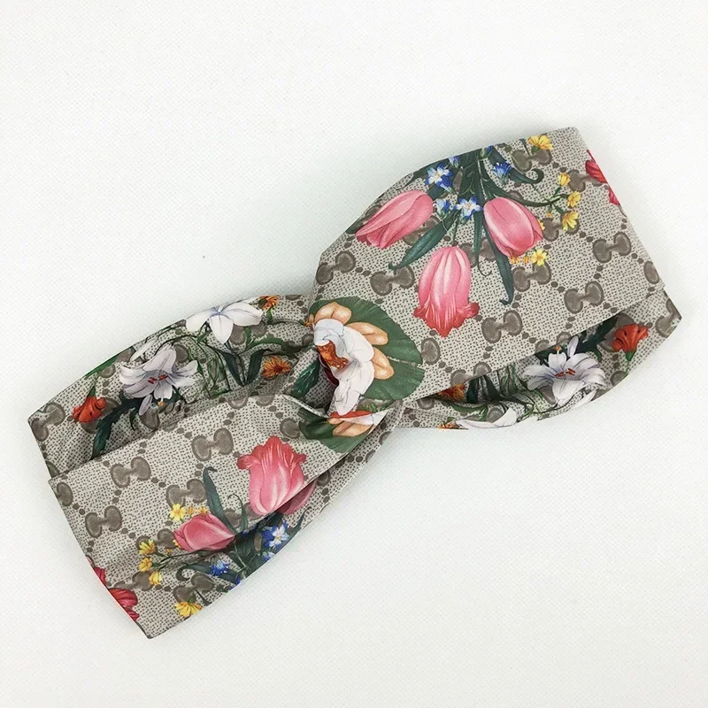 Women Twisted Headbands Silk Satin Headband Vintage Cross Knot Elastic Hair Bands Soft Print Girls Hairband Hair Accessories