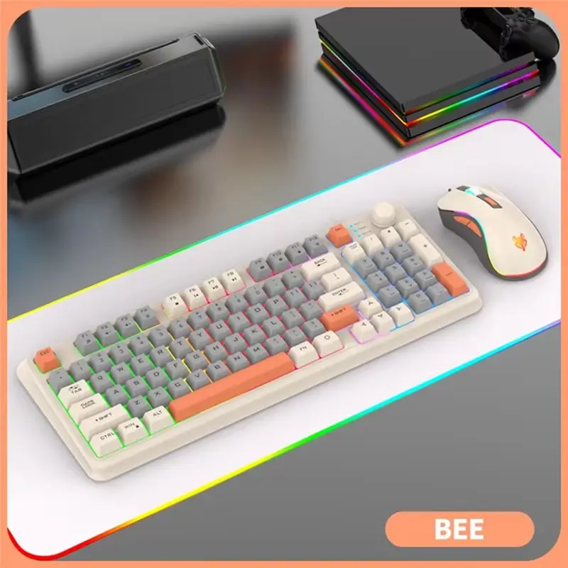 XUNFOX Keyboard Mouse Set K820 USB Wired Game Illuminated Desktop/Laptop Home Office Female Male Keyboard
