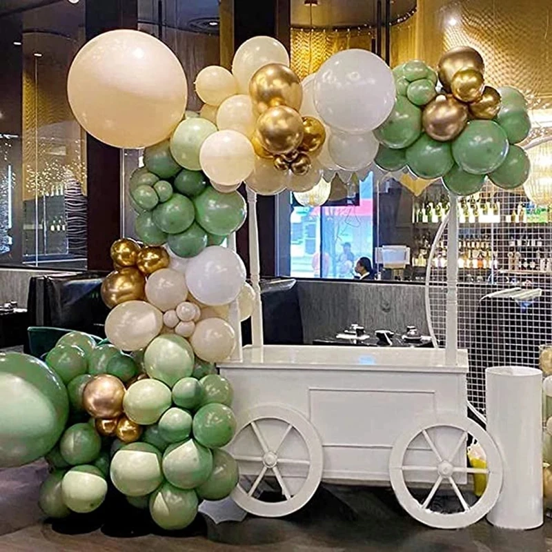 134pcs Retro Avocado Green Balloons Garland Arch Kit White Metal Gold Latex Globos Wedding Birthday Party Decoration Baby Shower