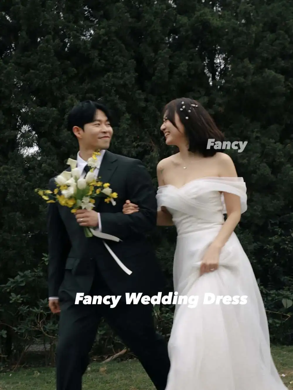 يتوهم عالية الجودة فستان الزفاف الأورجانزا ألف خط كوريا التقطت الصور ثوب الزفاف الخلفي مشد قبالة الكتف فساتين السهرة حسب الطلب