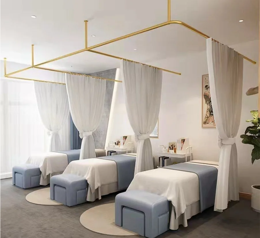 U-shaped L-shaped E-shaped F-shaped beauty salon, health center, therapy bed, beauty bed, partition curtain, curtain rod