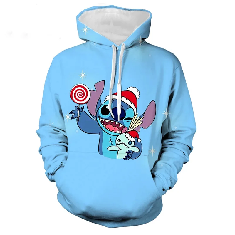 

Stitch cartoon 2024 nova coleção de natal hoodie streetwear feminino outono manga longa disney marca casual moletom y2k