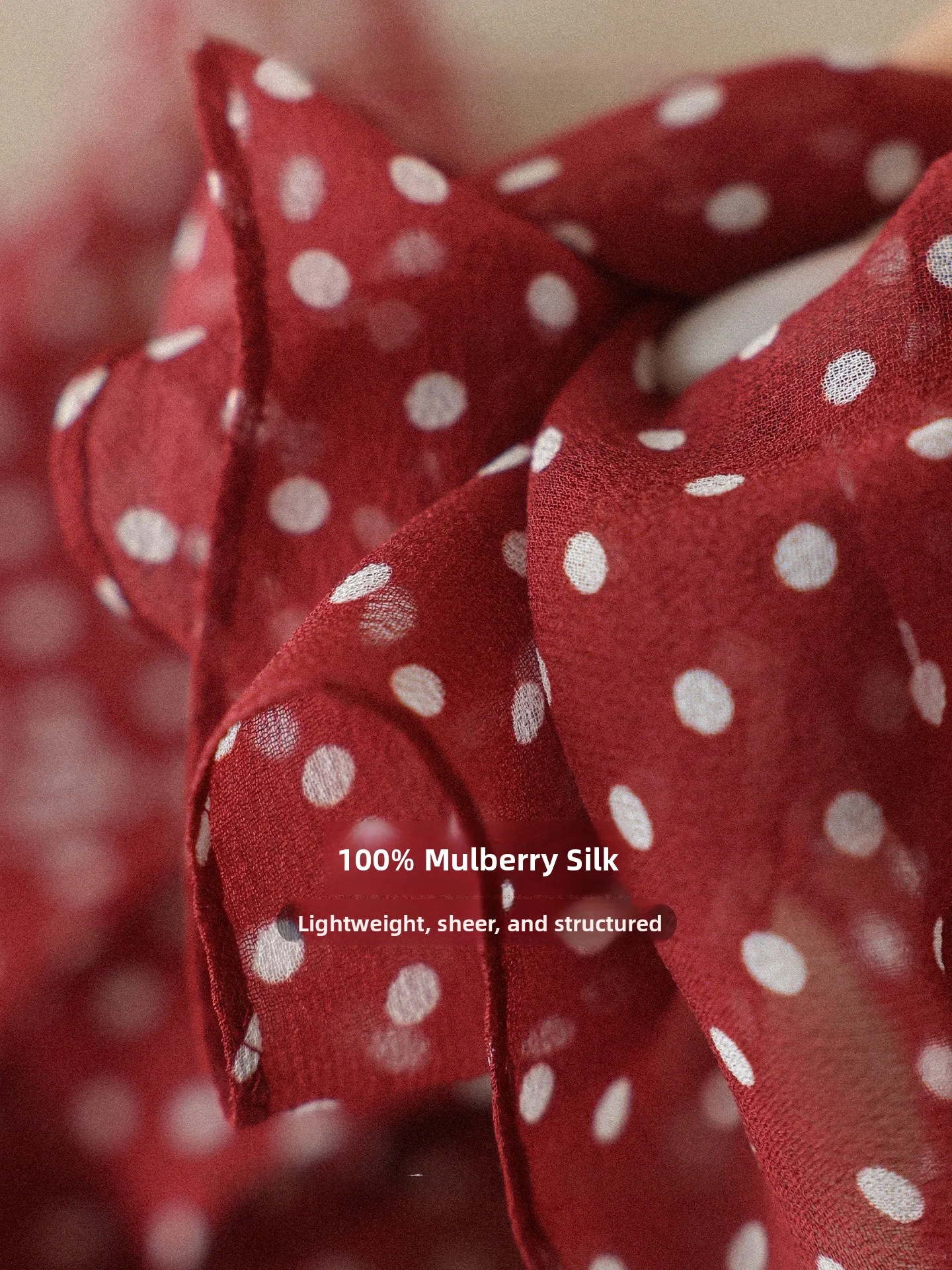 Lagur Hepburn Red Polka Dot 100% Silk Long Scarf Drifting Belt Summer Thin Neck Protection Bag Wrap Versatile Lightweight Casual