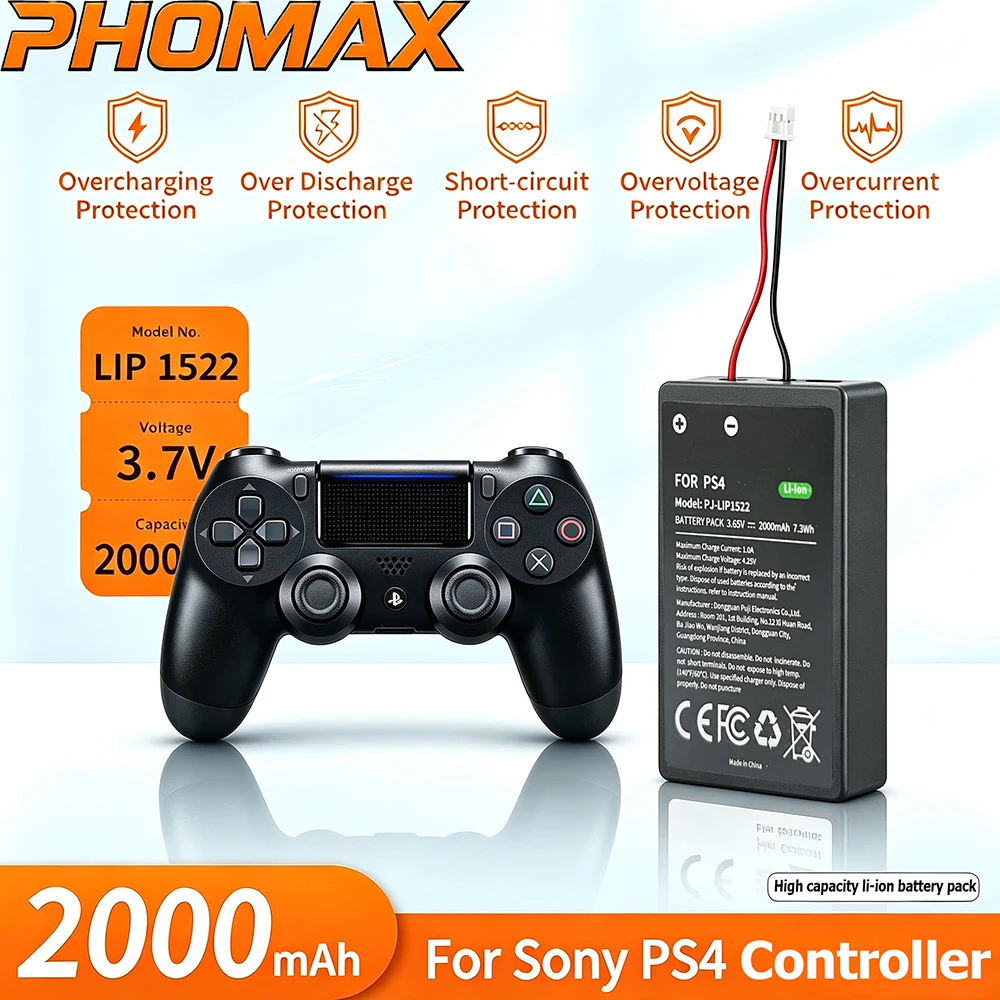 PHOMAX For SONY PS4 Gamepad Batteries LIP1522  Wireless Controller Playstation GamePad 2000mAh Li-ion Rechargeable Battery
