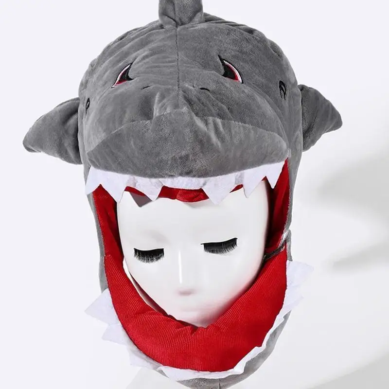 652f漫画ヘッドギアノベルティプラッシュグレーサメの形状帽子ヘッドギアキャップ屋外アクティビティ犬ウォーキングスノーボード