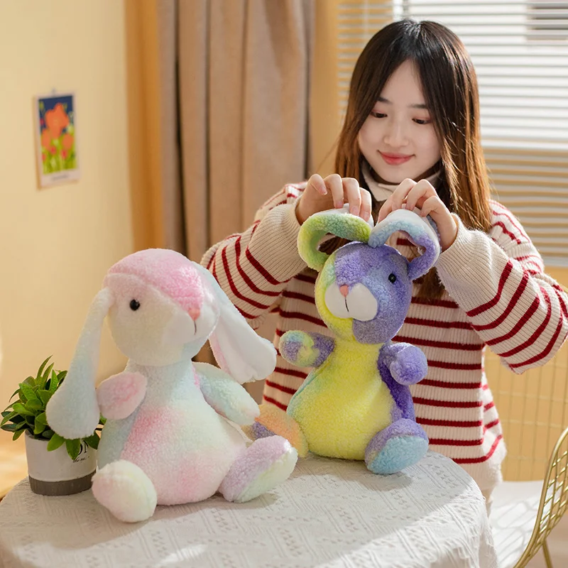 

15/30cm Cute Colorful Rabbit Plush Toys Soft Bunny Animals Doll Stuffed Appease Sleep Pillow for Kids Birthday Gift