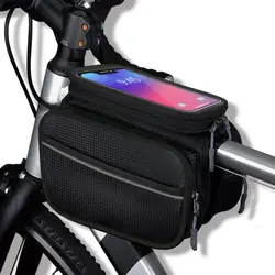 MTB Road Bike Frame Front Tube Bag Waterproof Large Capcity TPU Sensitive Touch Screen Cycling Phone Holder Bag