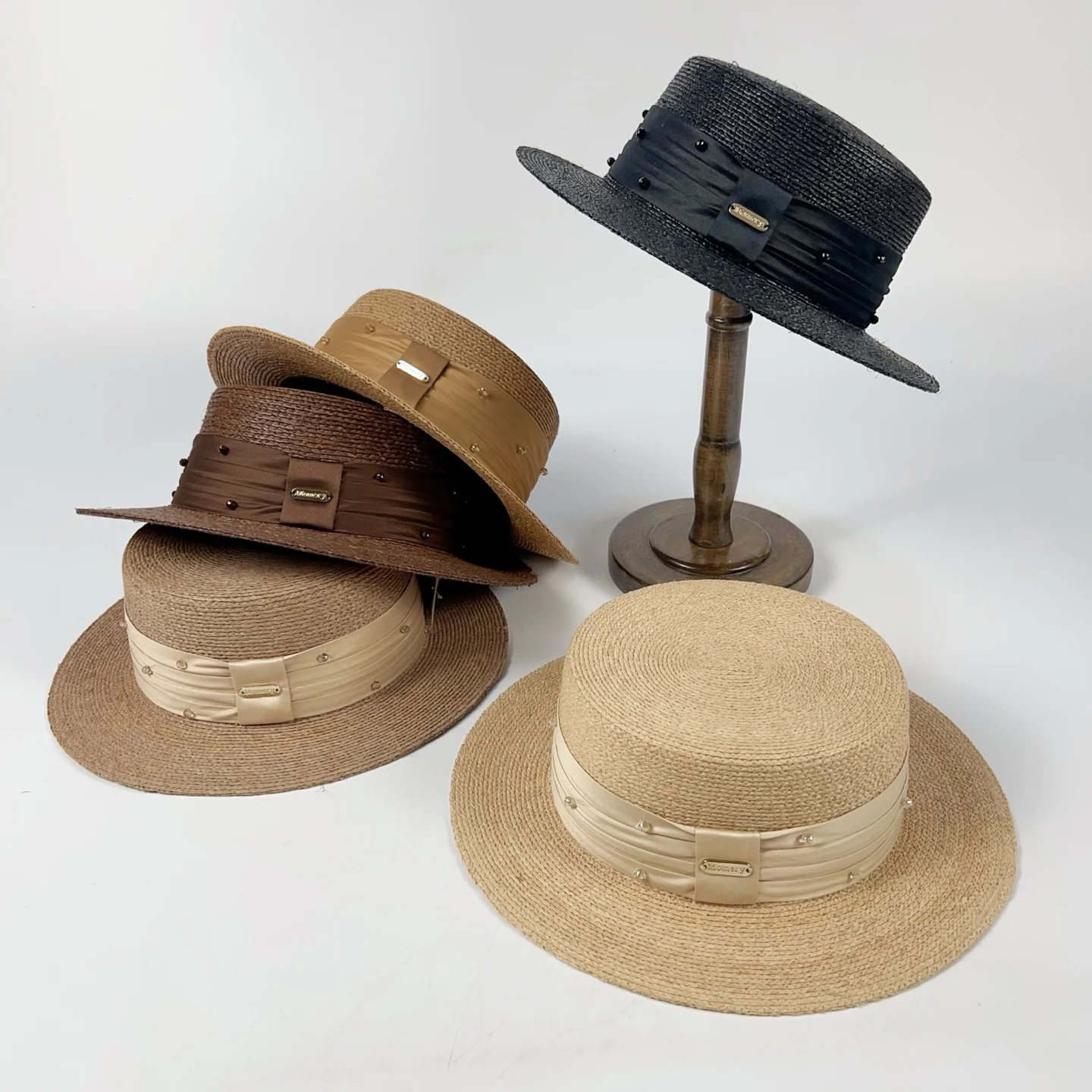 elegant-fashionable-women's-straw-hat-luxury-retro-laffey-sunshade-sunscreen-flat-top-hat-adjustable-band-outdoor-spring-hat