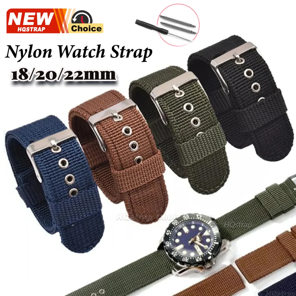 Neues 18mm 20mm 22mm Nylon Canvas Armband Uhrenarmband Gewebter weicher Gürtel Universalarmband für Männer Frauen Sportarmband mit Werkzeug