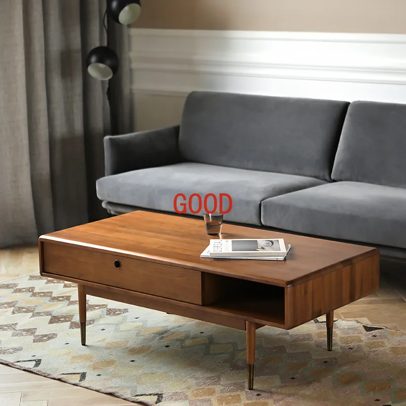 Nordic Expression Industrial Style Retro Solid Wood Tea Table Square Coffee Table Simple