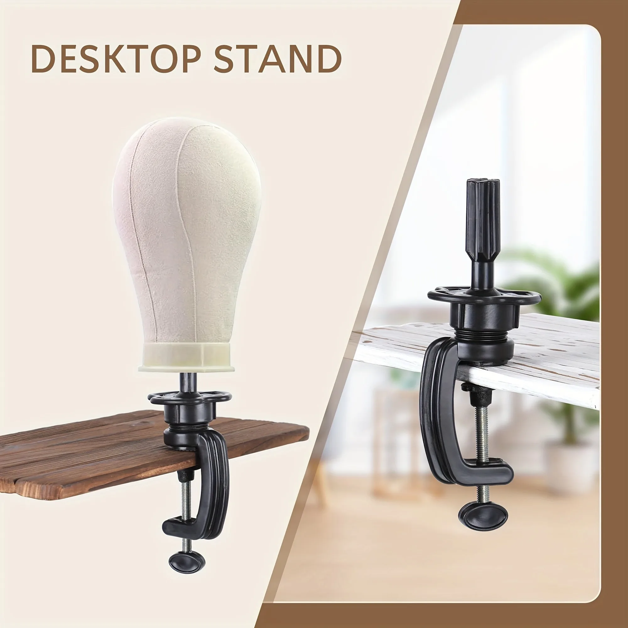 Head Stand Black Mini Wig Head Stand Table Clamp Adjustable Training Mannequin Head Holder Hair Accessory Tools