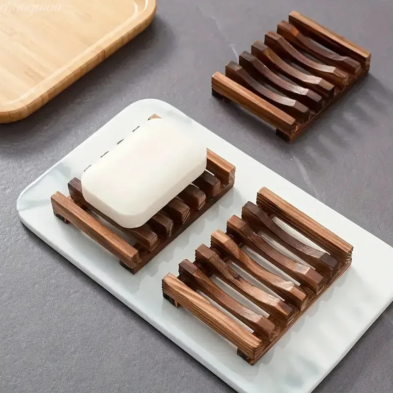 Natural Bamboo Soap Dish, Mildew Resistant Wooden Soap Holder, Drainable Soap Storage Tray, Bathroom Shower Accessories