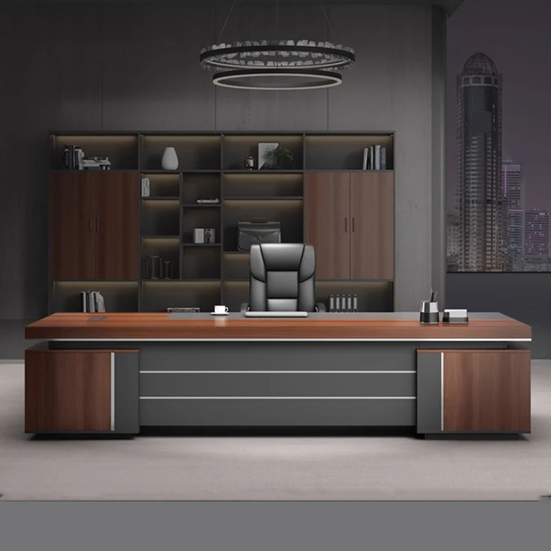 Pengpai White Office l Shaped Mdf Melamine Wooden Manager Executive  Desk
