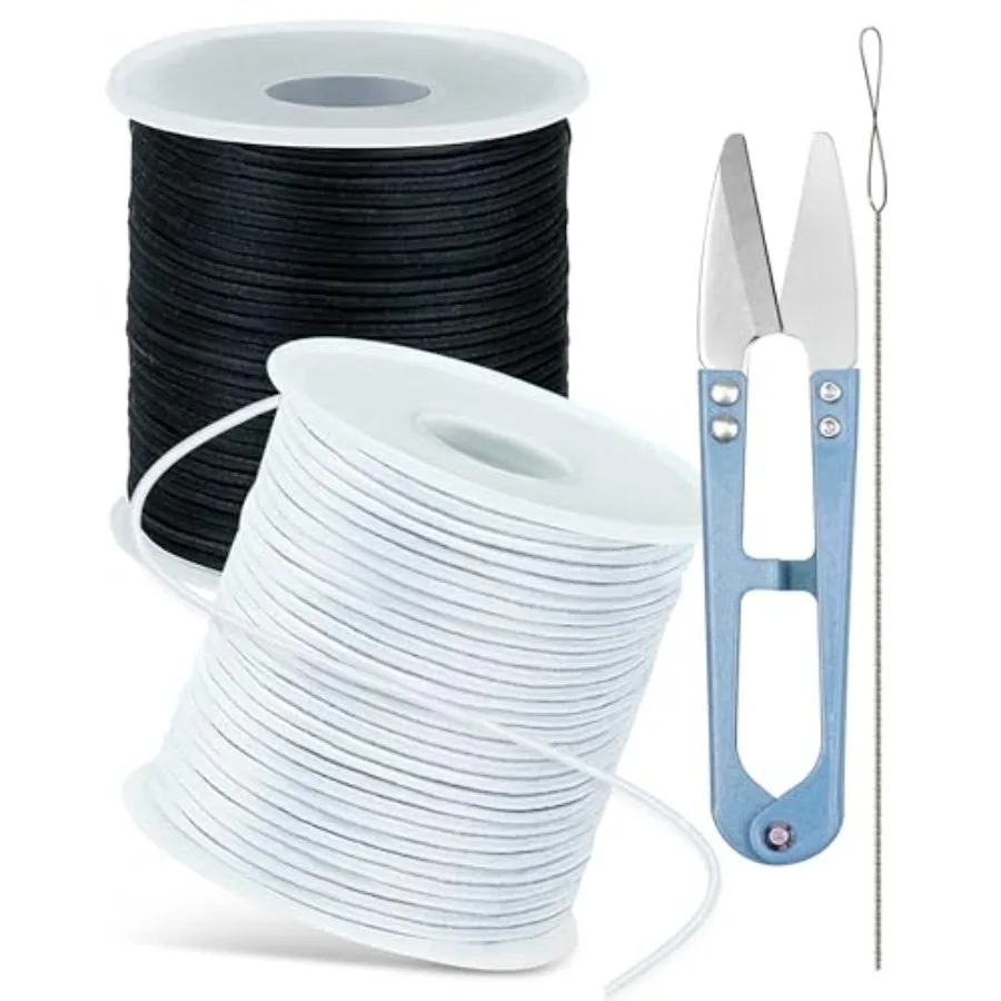 2 Rolls Elastic Bracelet String Total 330 Feet, 1.0mm,,Elastic Cord for Beading Stretchy String with Beading Needle for Bracele