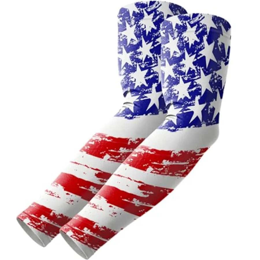 Flag Arm Sleeves, Cooling Sun Protection Compression for Men/Women