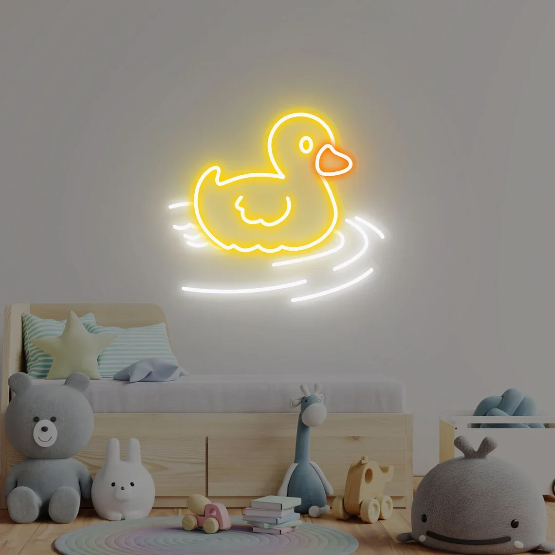 

Неоновая вывеска Kawaii Duck на воде, светодиодная неоновая вывеска, домашнее искусство на стену, неоновая декоративная подсветка для детской комнаты, подарок на день рождения