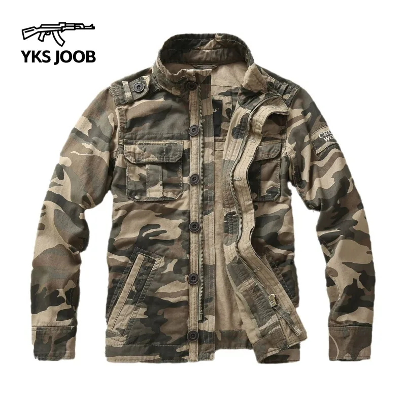 2024 Spring and Autumn Casual Fashion Loose Men\'s Cargo Jackets Camouflage Wear-resistant Coat Men\'s Military Tactical Jacket