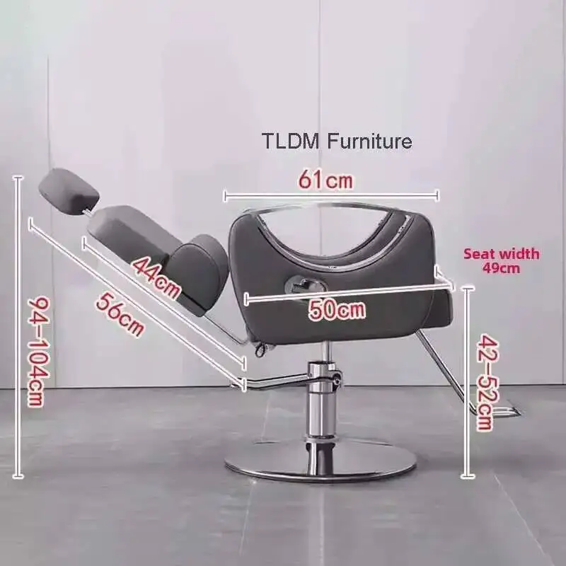 كرسي صالون تجميل من الفولاذ المقاوم للصدأ احترافي من الفولاذ الإيطالي كراسي حلاقة ذهبية أثاث صالون فاخر كرسي تصفيف شعر دوار #6